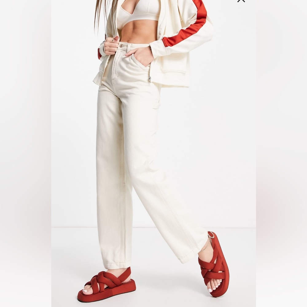 Topshop Ecru Carpenter Pants